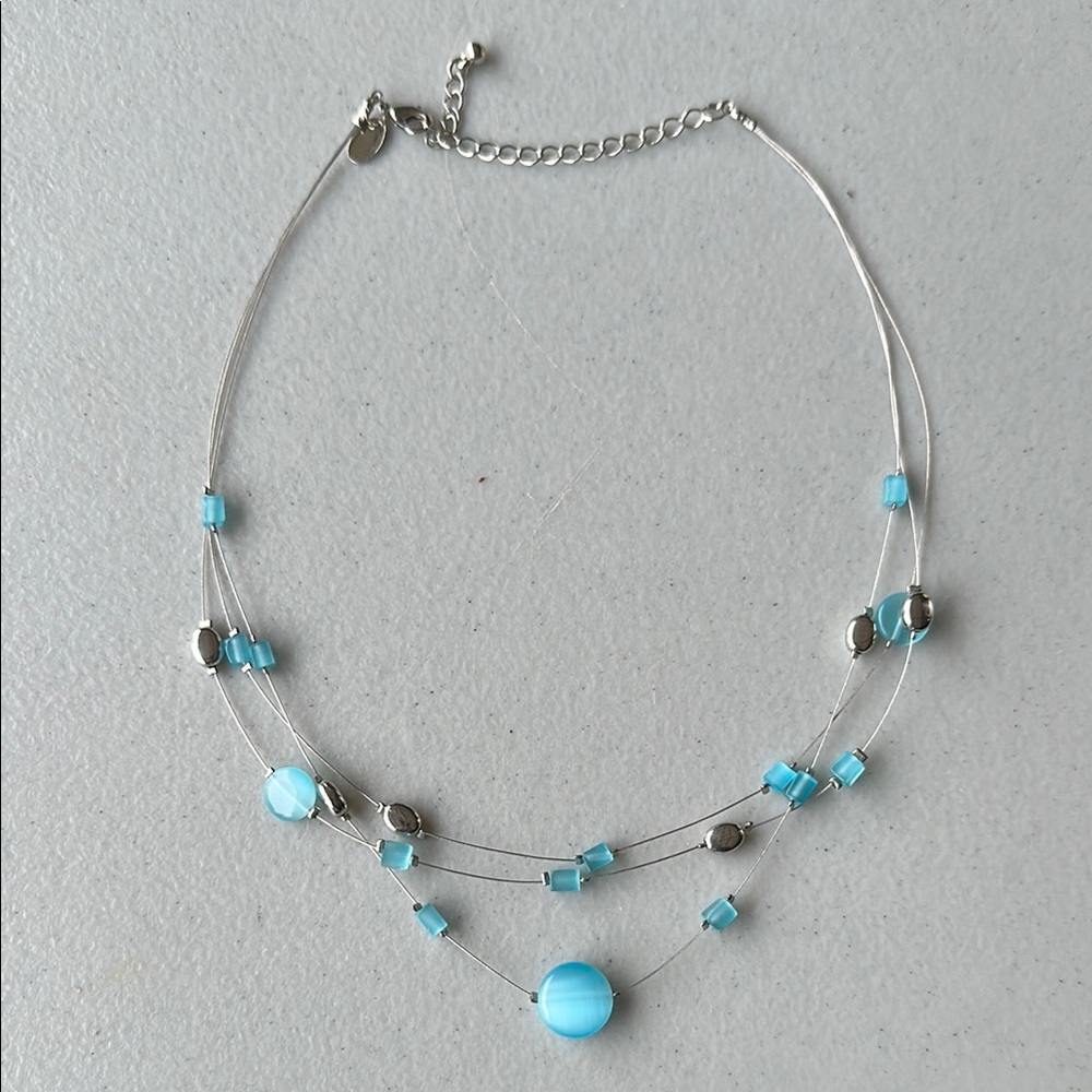 Lia Sophia Silver and Blue Necklace with Adjustable Chain